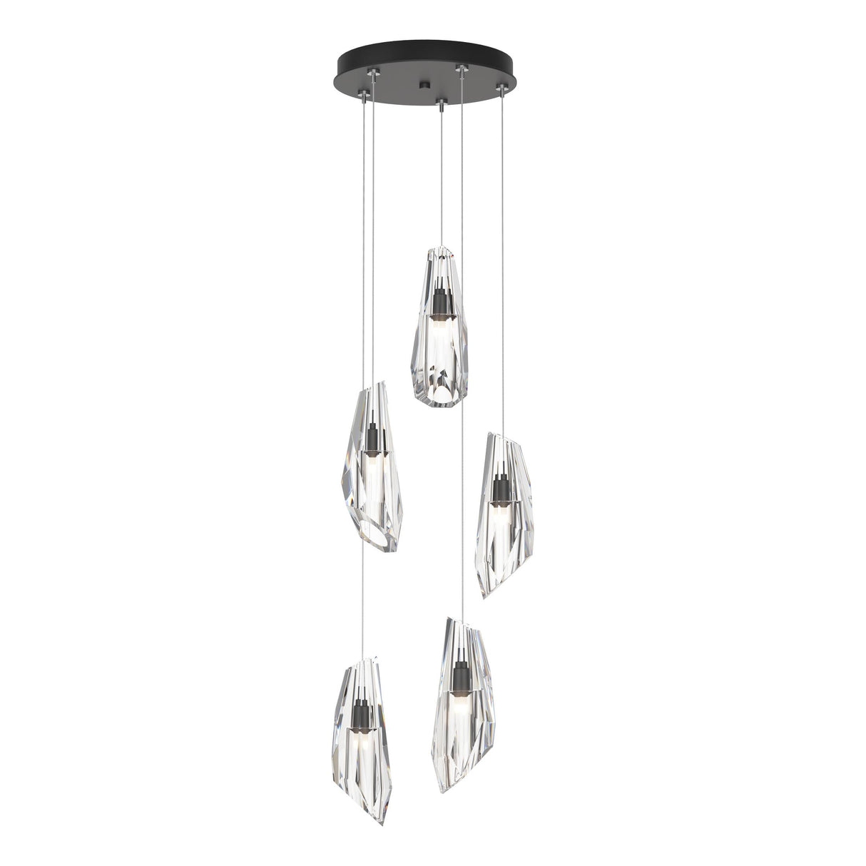 Hubbardton Forge 2023 Black Crystal Standard Luma 5-Light Pendant