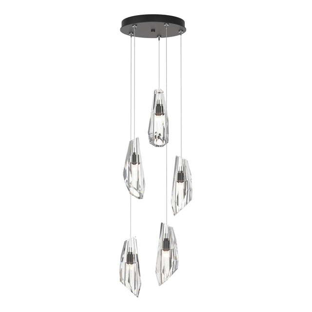 Hubbardton Forge 2023 Black Crystal Standard Luma 5-Light Pendant