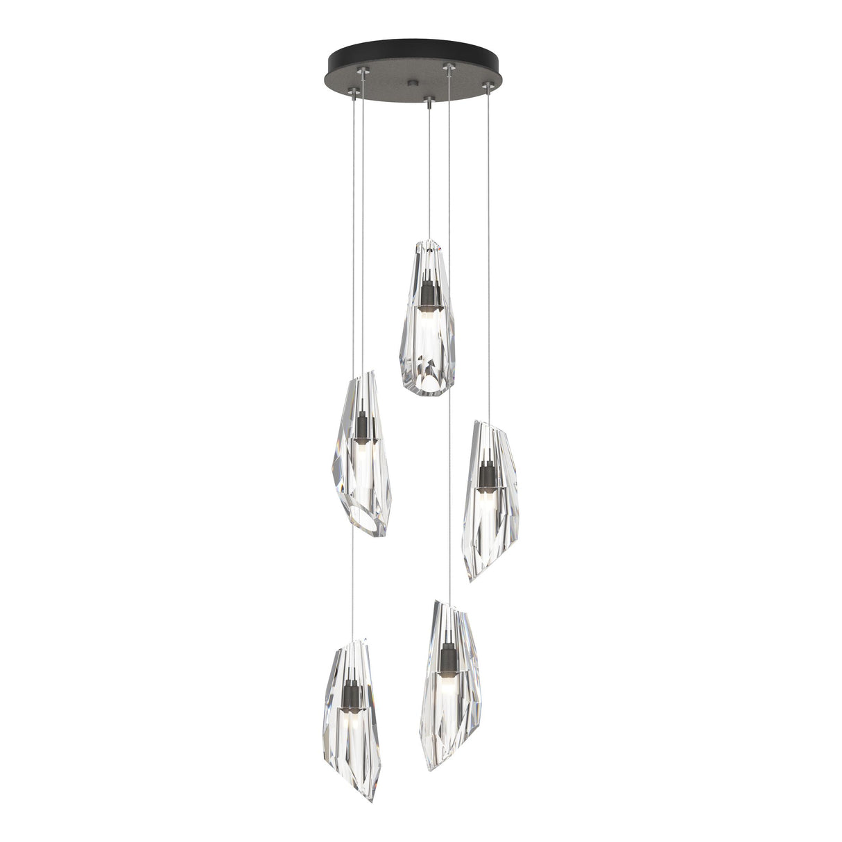 Hubbardton Forge 2023 Natural Iron Crystal Standard Luma 5-Light Pendant