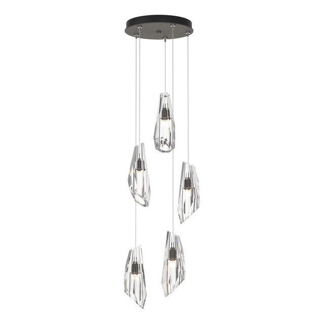 Hubbardton Forge 2023 Natural Iron Crystal Standard Luma 5-Light Pendant