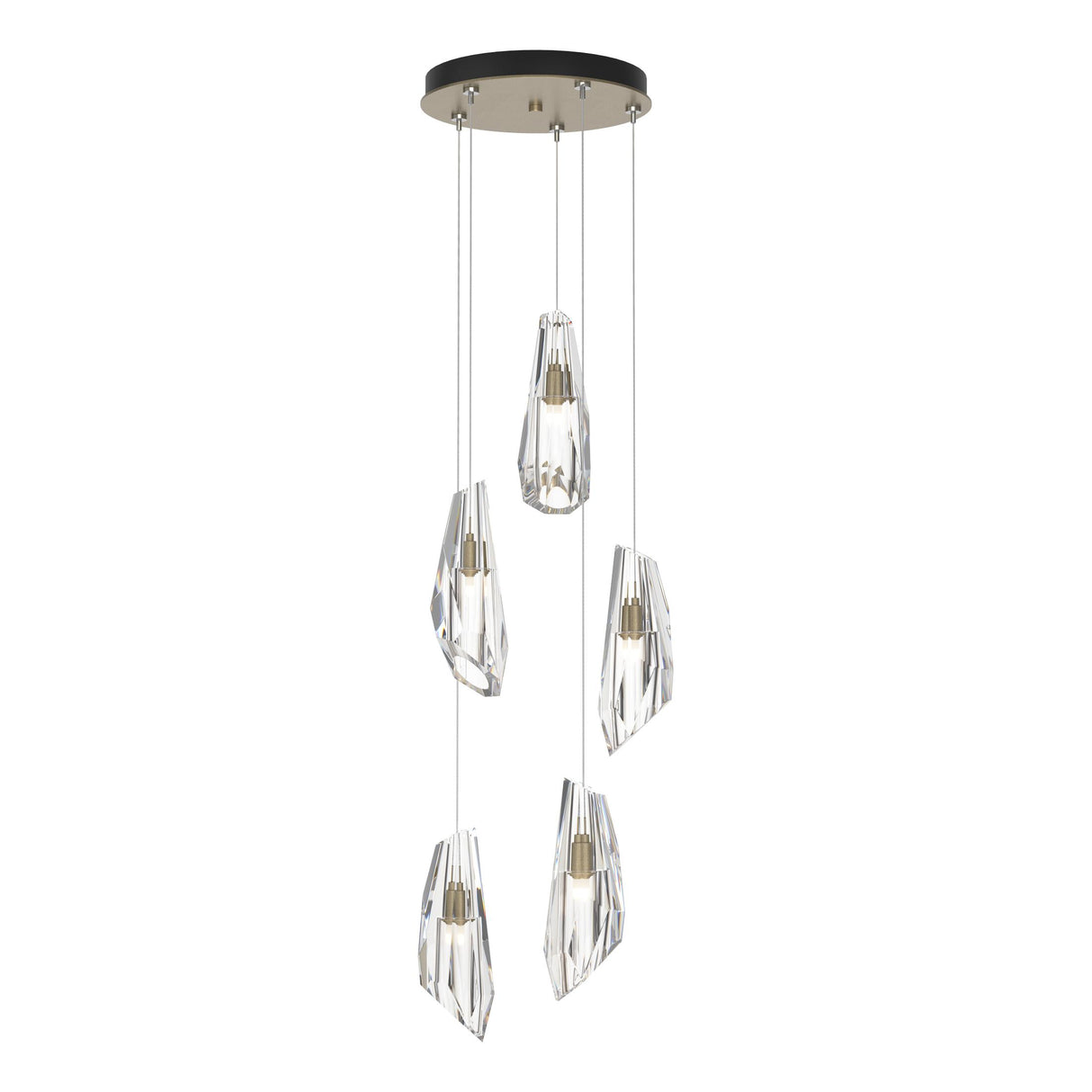 Hubbardton Forge 2023 Soft Gold Crystal Standard Luma 5-Light Pendant