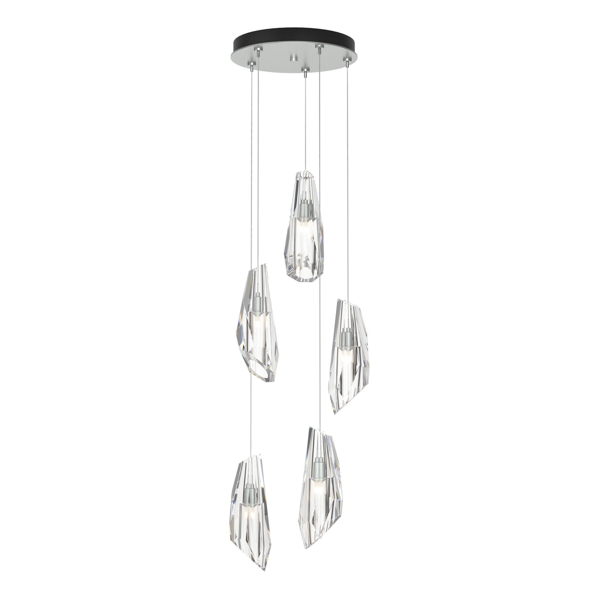Hubbardton Forge 2023 Vintage Platinum Crystal Standard Luma 5-Light Pendant
