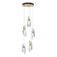 Hubbardton Forge 2023 Modern Brass Crystal Standard Luma 5-Light Pendant
