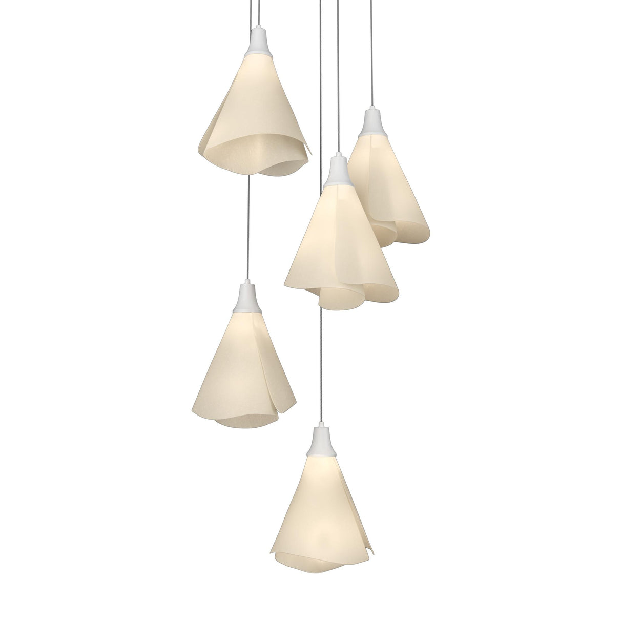 Hubbardton Forge 2023 White Spun Frost (SH) Long Mobius 5-Light Pendant