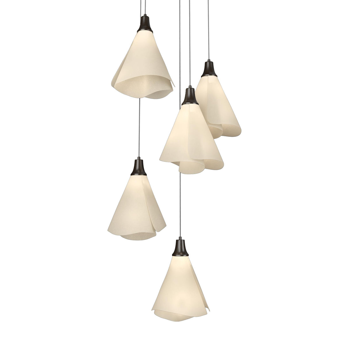 Hubbardton Forge 2023 Oil Rubbed Bronze Spun Frost (SH) Long Mobius 5-Light Pendant