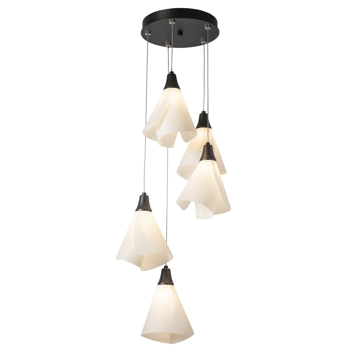 Hubbardton Forge 2023 Oil Rubbed Bronze Spun Frost (SH) Long Mobius 5-Light Pendant