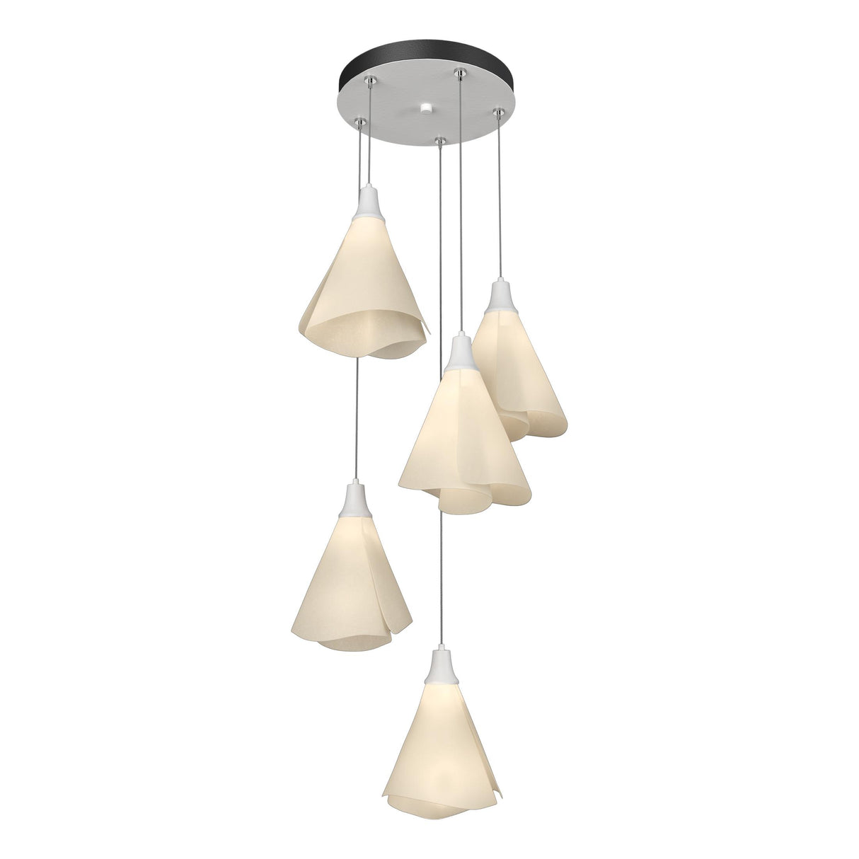 Hubbardton Forge 2023 White Spun Frost (SH) Standard Mobius 5-Light Pendant