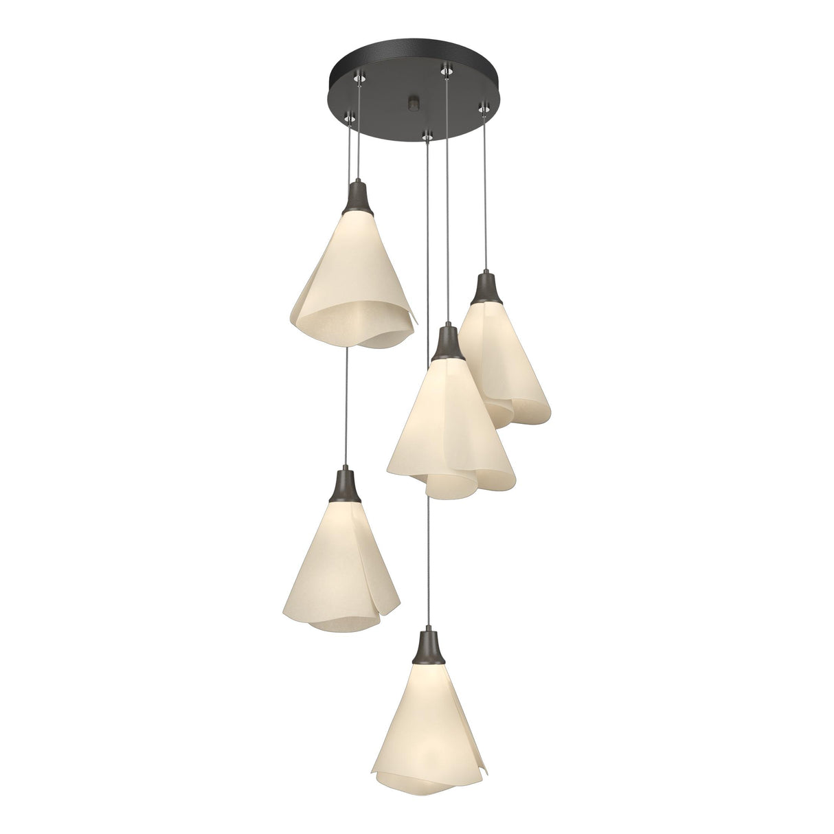 Hubbardton Forge 2023 Dark Smoke Spun Frost (SH) Standard Mobius 5-Light Pendant