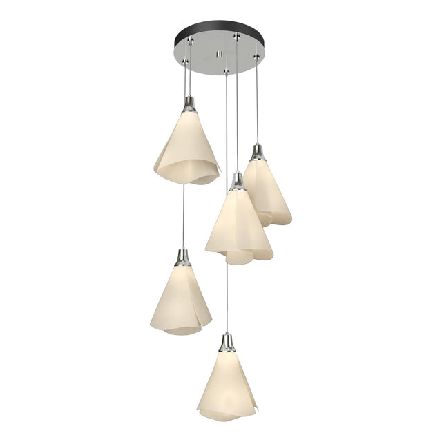Hubbardton Forge 2023 Sterling Spun Frost (SH) Standard Mobius 5-Light Pendant