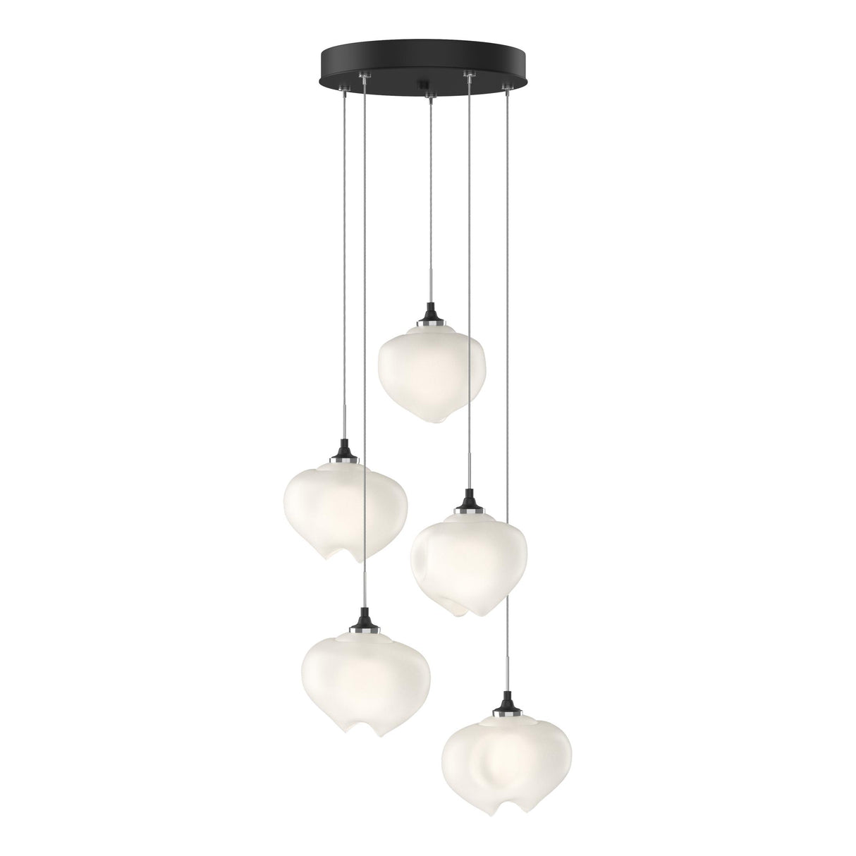 Hubbardton Forge 2023 Black Frosted Glass (FD) Long Ume 5-Light Pendant