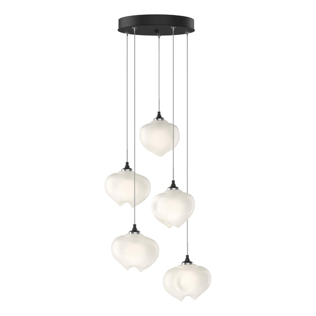 Hubbardton Forge 2023 Black Frosted Glass (FD) Long Ume 5-Light Pendant