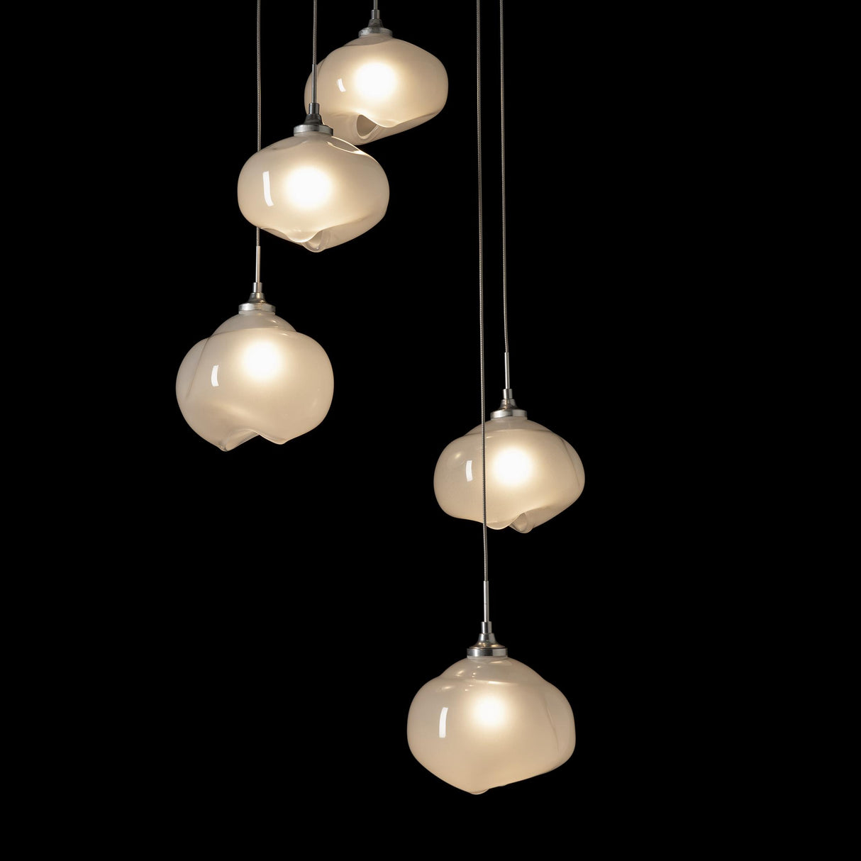 Hubbardton Forge 2023 Sterling Frosted Glass (FD) Long Ume 5-Light Pendant