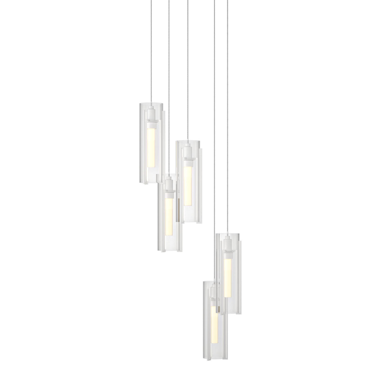 Hubbardton Forge 2023 White Clear Glass (ZM) Long Exos Glass 5-Light Pendant