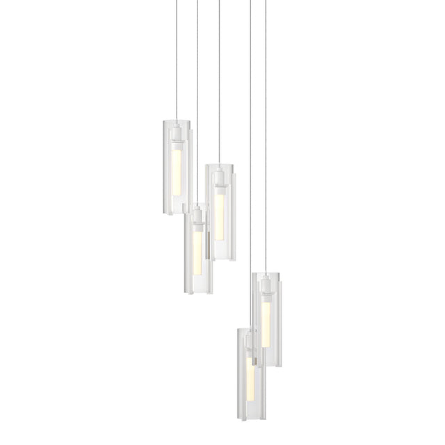 Hubbardton Forge 2023 White Clear Glass (ZM) Long Exos Glass 5-Light Pendant