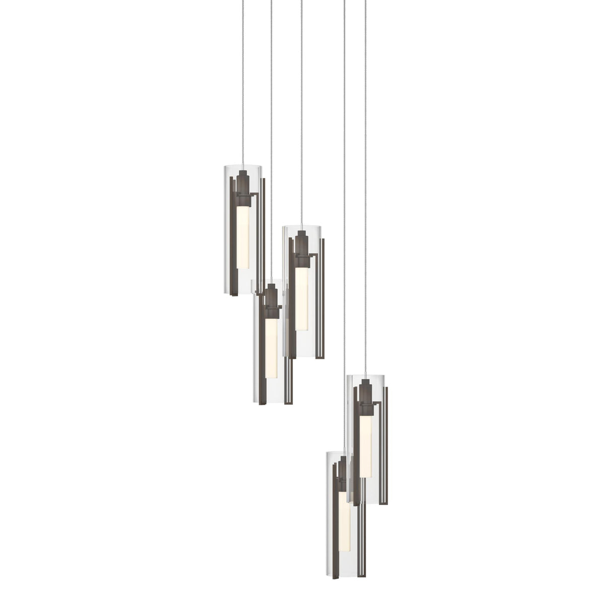 Hubbardton Forge 2023 Bronze Clear Glass (ZM) Long Exos Glass 5-Light Pendant