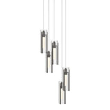 Hubbardton Forge 2023 Dark Smoke Clear Glass (ZM) Long Exos Glass 5-Light Pendant