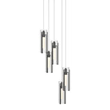 Hubbardton Forge 2023 Black Clear Glass (ZM) Long Exos Glass 5-Light Pendant