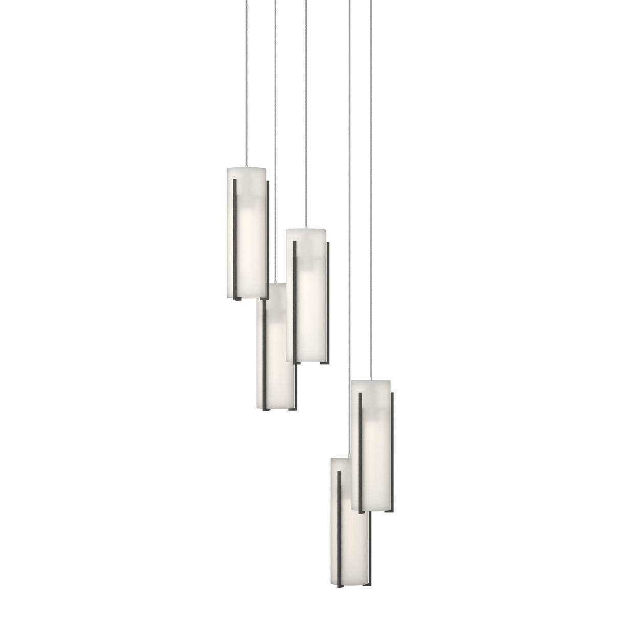 Hubbardton Forge 2023 Natural Iron Opal Glass (GG) Long Exos Glass 5-Light Pendant