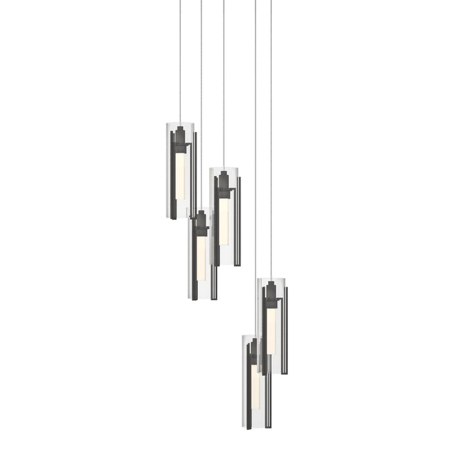 Hubbardton Forge 2023 Natural Iron Clear Glass (ZM) Long Exos Glass 5-Light Pendant