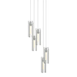 Hubbardton Forge 2023 Vintage Platinum Clear Glass (ZM) Long Exos Glass 5-Light Pendant