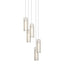 Hubbardton Forge 2023 Soft Gold Opal Glass (GG) Long Exos Glass 5-Light Pendant