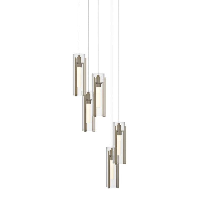 Hubbardton Forge 2023 Soft Gold Clear Glass (ZM) Long Exos Glass 5-Light Pendant