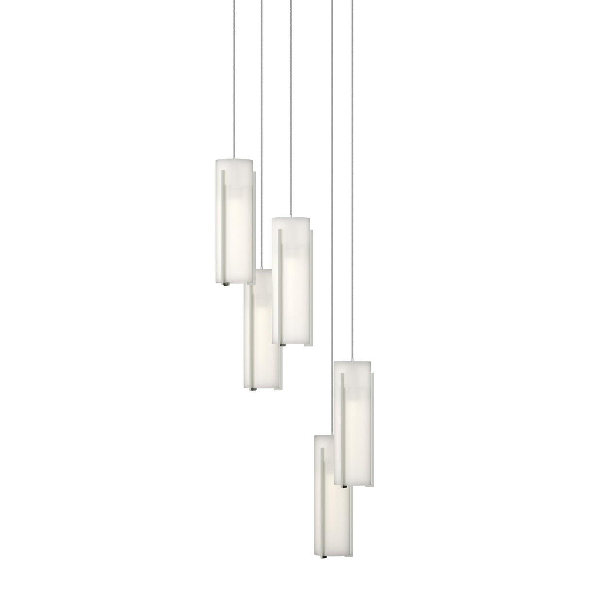 Hubbardton Forge 2023 Sterling Opal Glass (GG) Long Exos Glass 5-Light Pendant