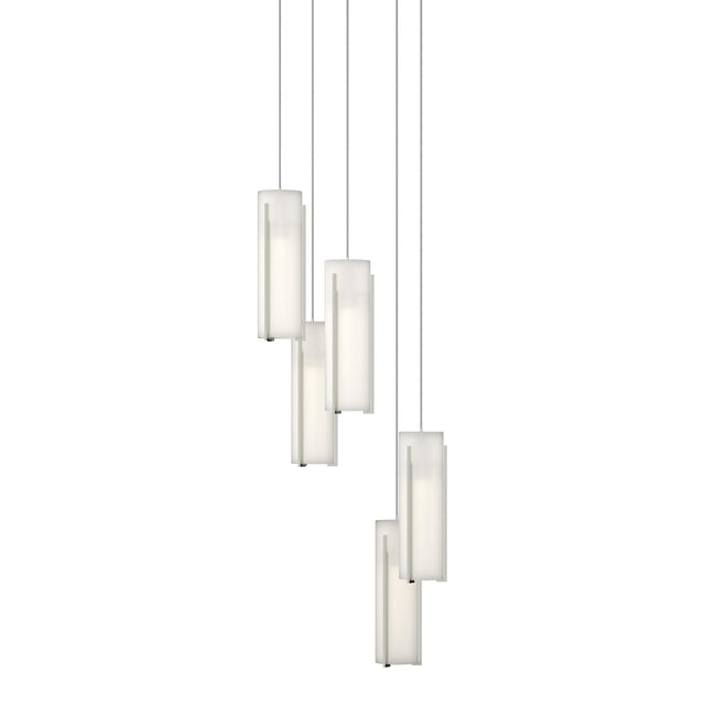 Hubbardton Forge 2023 Sterling Opal Glass (GG) Long Exos Glass 5-Light Pendant