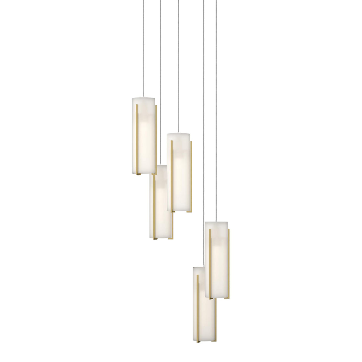Hubbardton Forge 2023 Modern Brass Opal Glass (GG) Long Exos Glass 5-Light Pendant