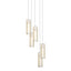 Hubbardton Forge 2023 Modern Brass Opal Glass (GG) Long Exos Glass 5-Light Pendant