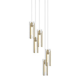 Hubbardton Forge 2023 Modern Brass Clear Glass (ZM) Long Exos Glass 5-Light Pendant