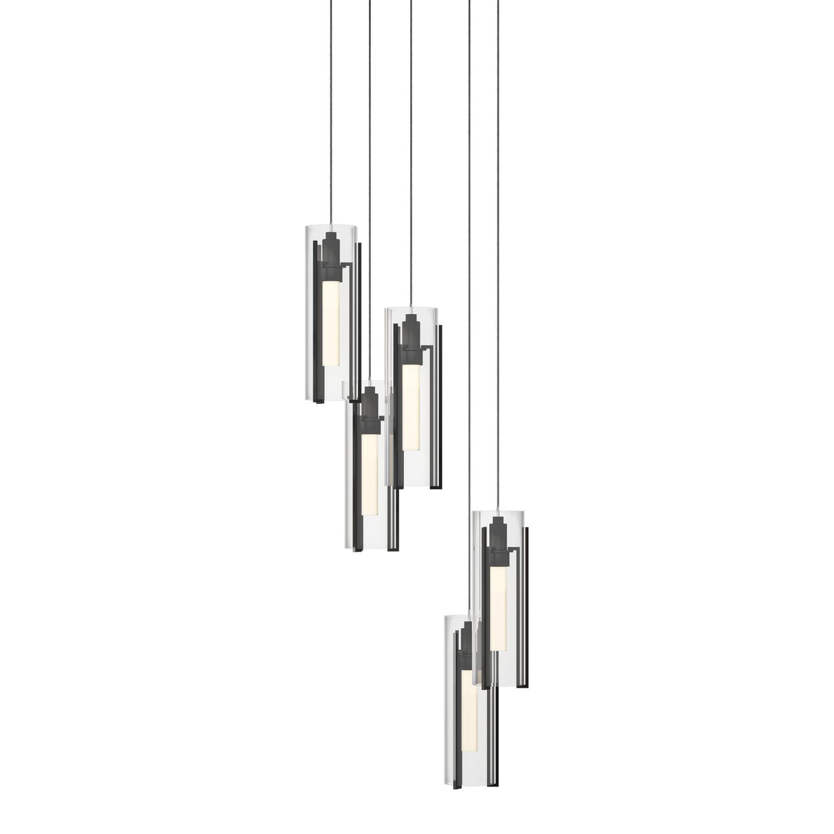 Hubbardton Forge 2023 Ink Clear Glass (ZM) Long Exos Glass 5-Light Pendant