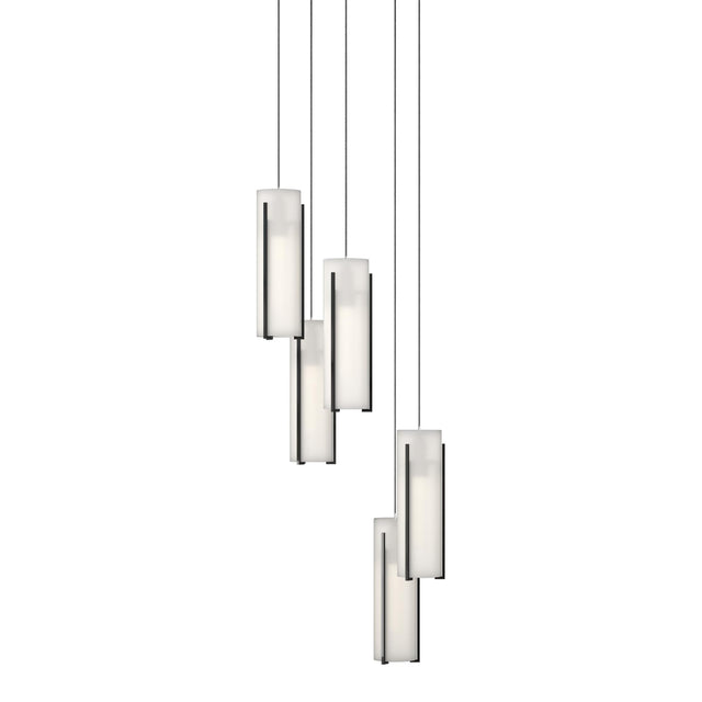 Hubbardton Forge 2023 Ink Opal Glass (GG) Long Exos Glass 5-Light Pendant