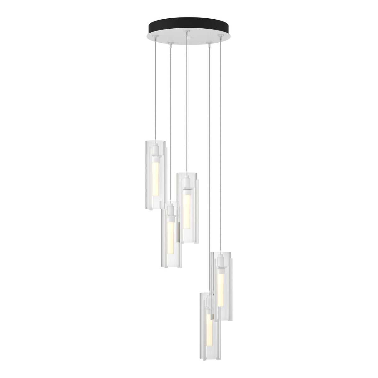 Hubbardton Forge 2023 White Clear Glass (ZM) Standard Exos Glass 5-Light Pendant