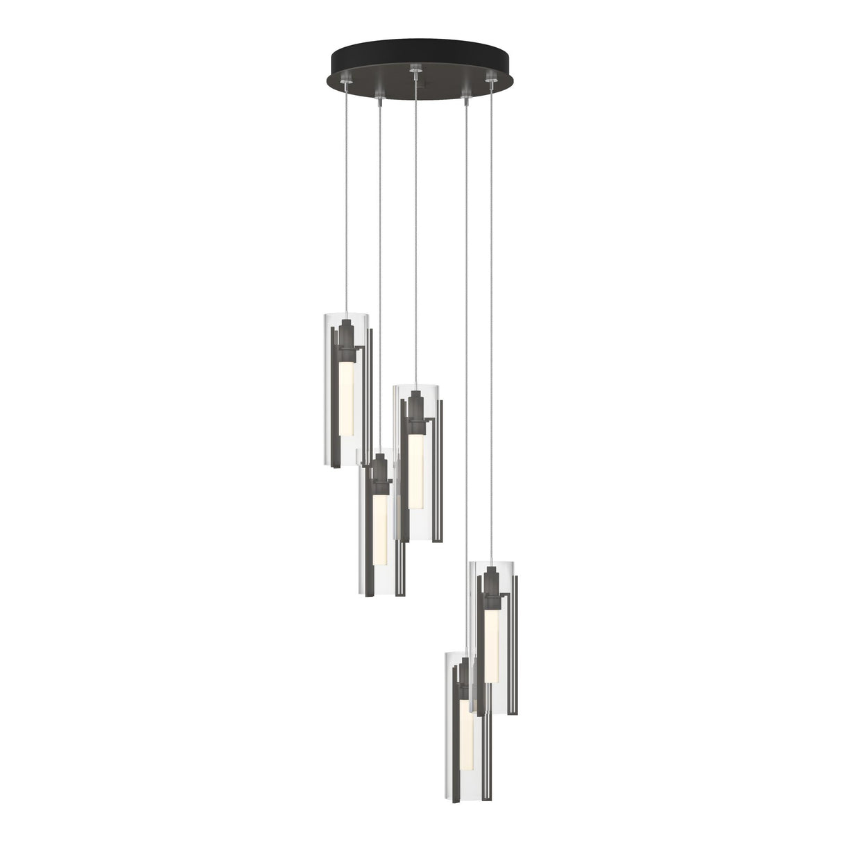 Hubbardton Forge 2023 Dark Smoke Clear Glass (ZM) Standard Exos Glass 5-Light Pendant