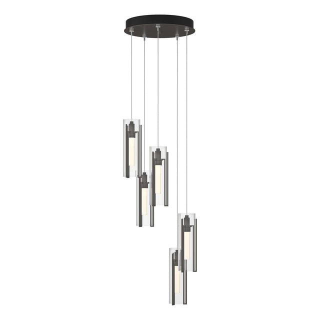 Hubbardton Forge 2023 Dark Smoke Clear Glass (ZM) Standard Exos Glass 5-Light Pendant