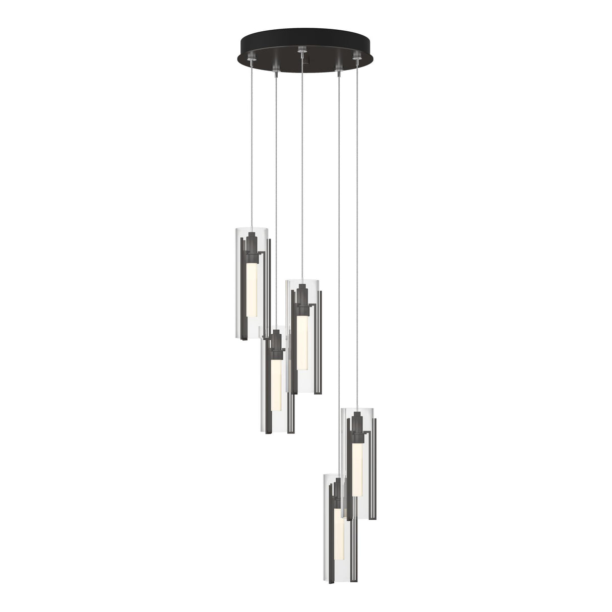 Hubbardton Forge 2023 Oil Rubbed Bronze Clear Glass (ZM) Standard Exos Glass 5-Light Pendant