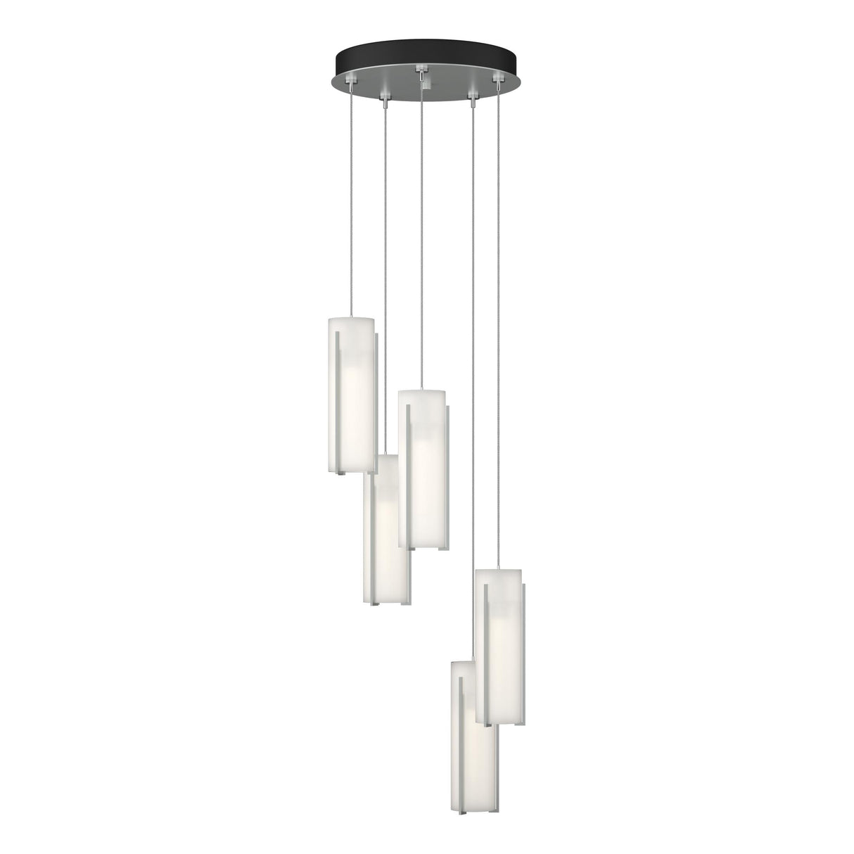 Hubbardton Forge 2023 Vintage Platinum Opal Glass (GG) Standard Exos Glass 5-Light Pendant