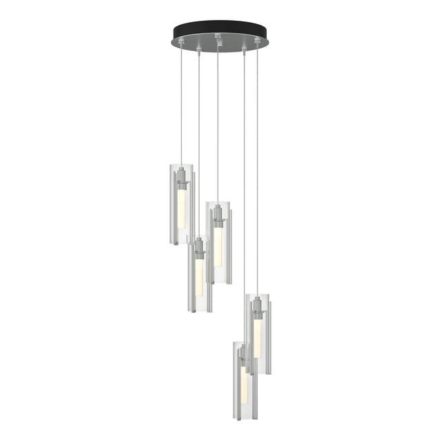 Hubbardton Forge 2023 Vintage Platinum Clear Glass (ZM) Standard Exos Glass 5-Light Pendant