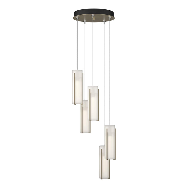 Hubbardton Forge 2023 Soft Gold Opal Glass (GG) Standard Exos Glass 5-Light Pendant