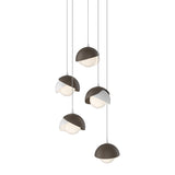 Hubbardton Forge 2023 White Bronze Opal Glass (GG) Long Brooklyn 5-Light Double Shade Pendant