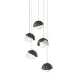 Hubbardton Forge 2023 White Oil Rubbed Bronze Opal Glass (GG) Long Brooklyn 5-Light Double Shade Pendant