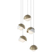 Hubbardton Forge 2023 White Soft Gold Opal Glass (GG) Long Brooklyn 5-Light Double Shade Pendant