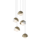 Hubbardton Forge 2023 White Soft Gold Opal Glass (GG) Long Brooklyn 5-Light Double Shade Pendant