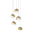 Hubbardton Forge 2023 White Modern Brass Opal Glass (GG) Long Brooklyn 5-Light Double Shade Pendant