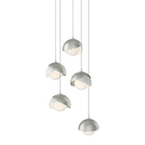 Hubbardton Forge 2023 White Sterling Opal Glass (GG) Long Brooklyn 5-Light Double Shade Pendant