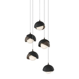 Hubbardton Forge 2023 Bronze Black Opal Glass (GG) Long Brooklyn 5-Light Double Shade Pendant
