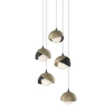 Hubbardton Forge 2023 Black Soft Gold Opal Glass (GG) Long Brooklyn 5-Light Double Shade Pendant