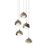 Hubbardton Forge 2023 Oil Rubbed Bronze Soft Gold Opal Glass (GG) Long Brooklyn 5-Light Double Shade Pendant