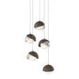 Hubbardton Forge 2023 Vintage Platinum Bronze Opal Glass (GG) Long Brooklyn 5-Light Double Shade Pendant